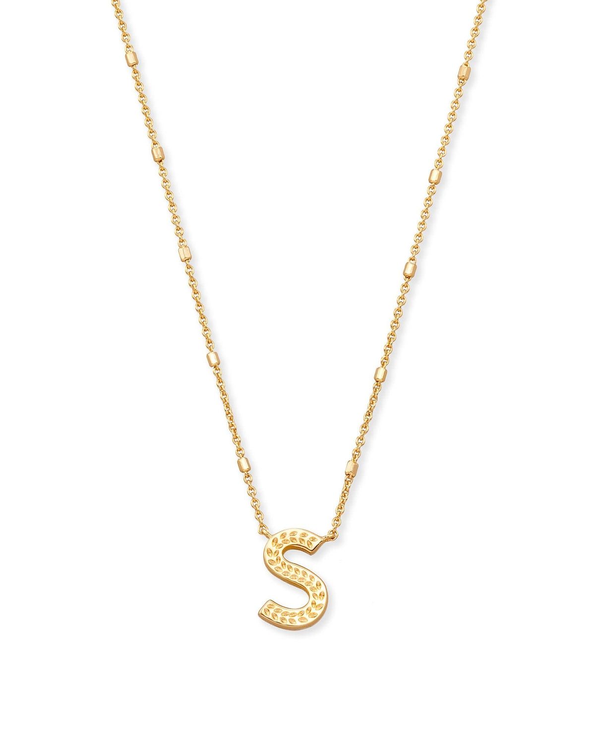 GOLD LETTER S PENDANT NECKLACE GOLD METAL