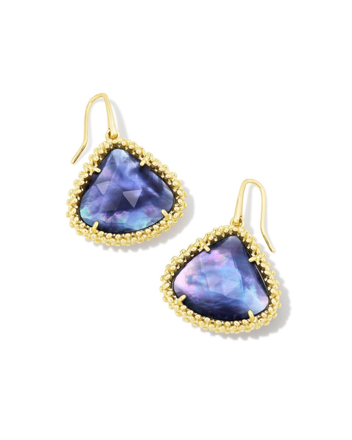 FRAMED KENDALL LARGE DROP EARRINGS GOLD DARK LAVENDER ILLU