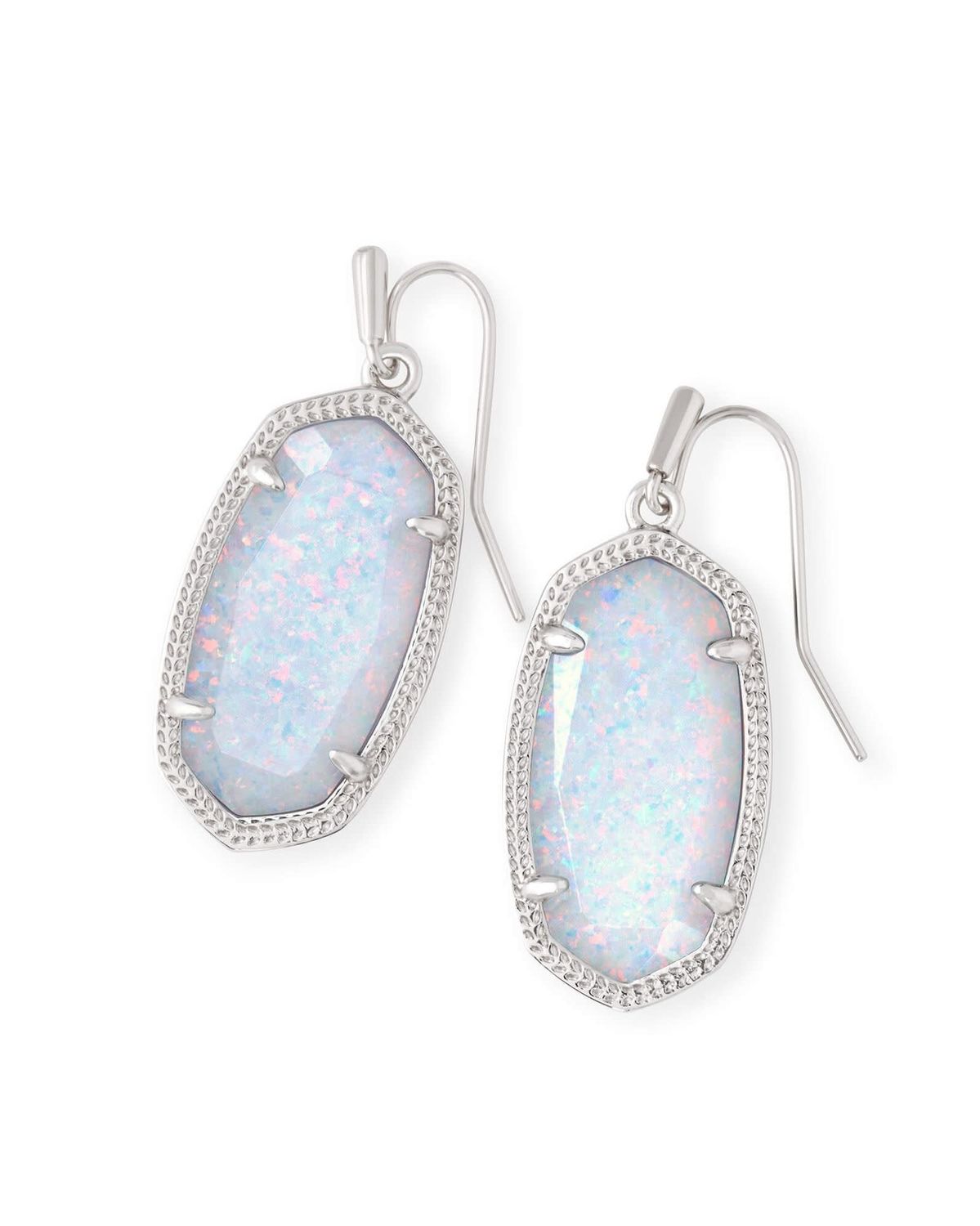 DANI DROP EARRINGS RHODIUM WHITE OPAL