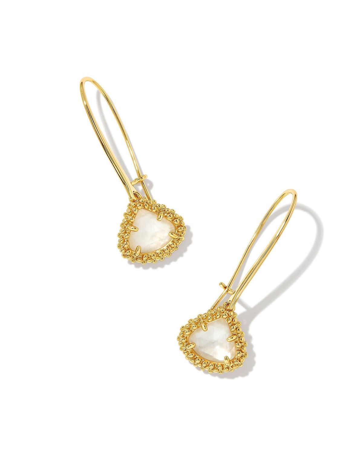 FRAMED KENDALL WIRE DROP EARRINGS GOLD IVORY MOTHER OF PEARL