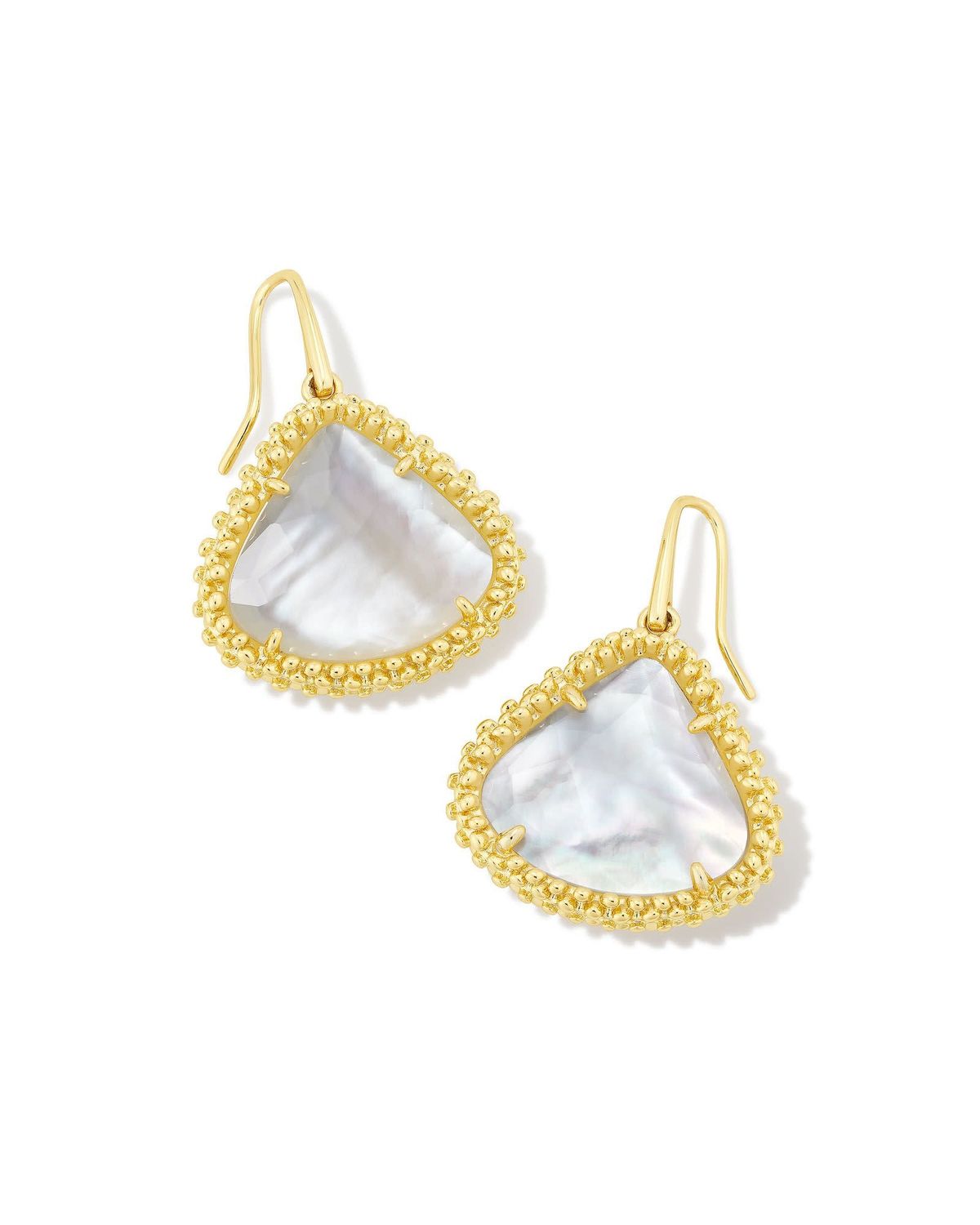 FRAMED KENDALL LARGE DROP EARRINGS GOLD IVORY MOTHER OF PEARL