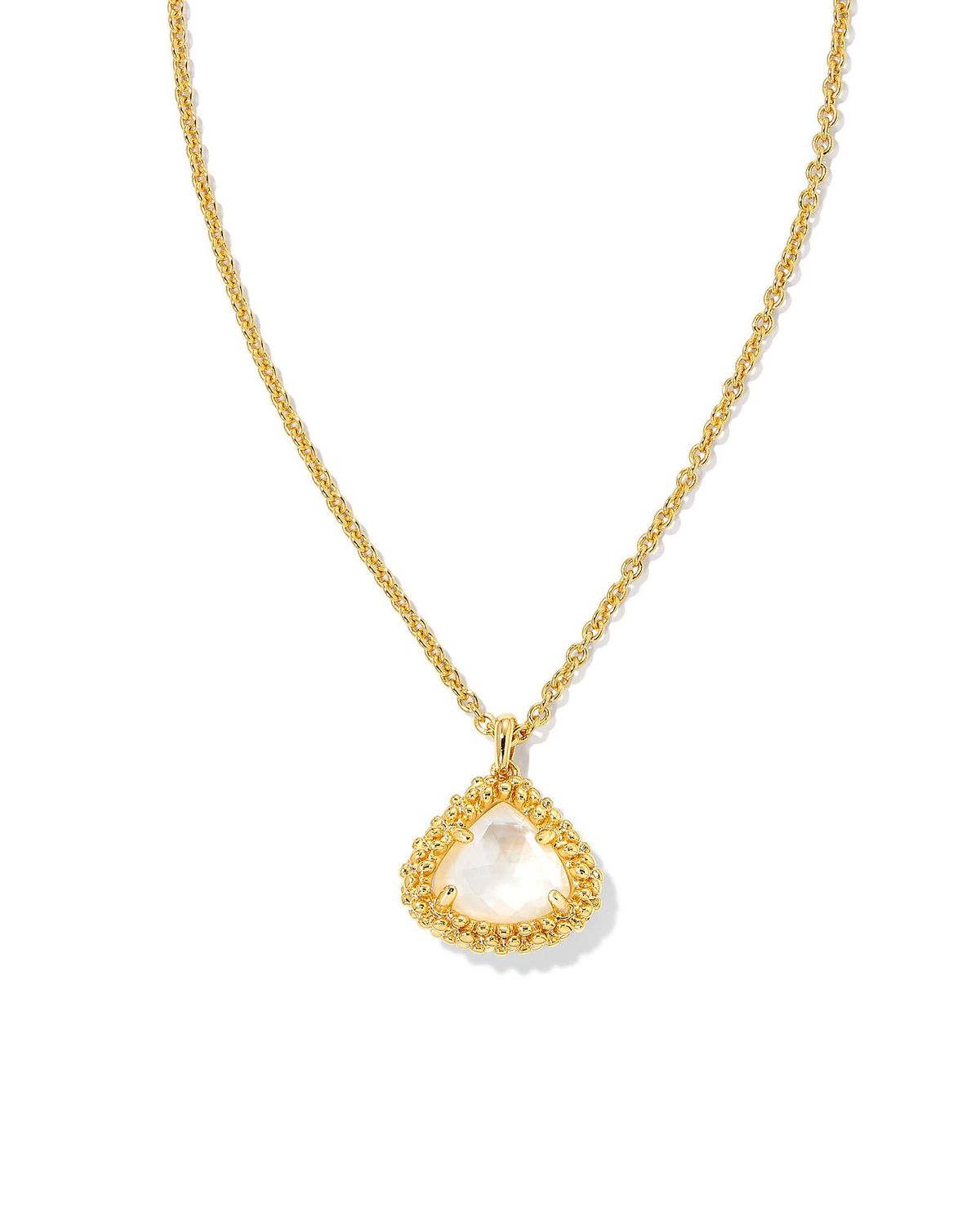 FRAMED KENDALL SHORT PENDANT NECKLACE GOLD IVORY MOTHER OF PE
