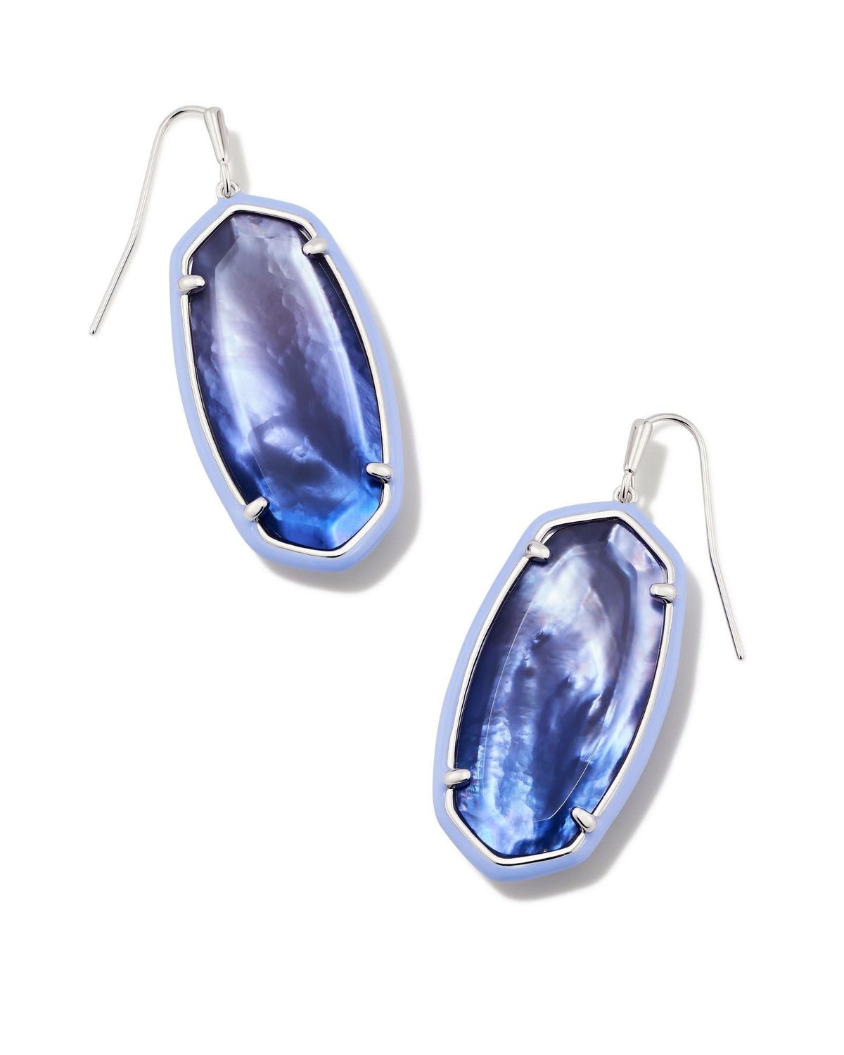 ELLE ENAMEL FRAME DROP EARRINGS RHODIUM DARK LAVENDER