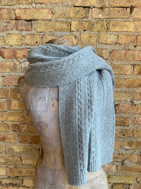 Lambs Wool Cable Knit Wrap, Color: grey