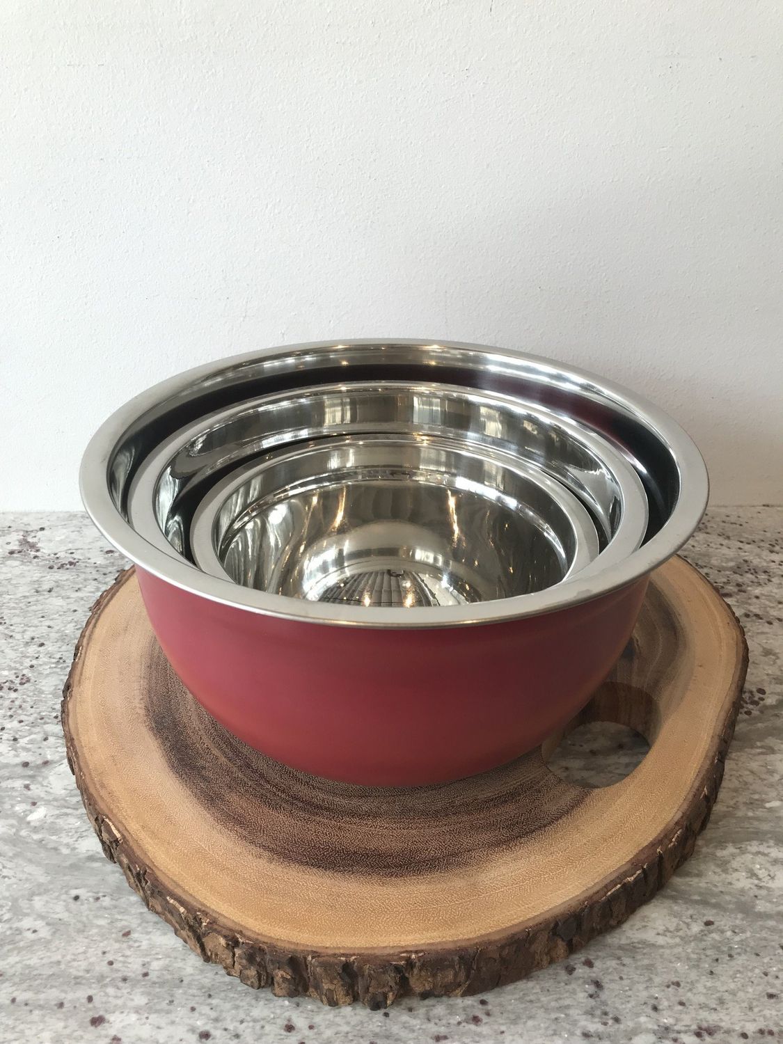 Mixing Bowls Set/3, Color: Carmine