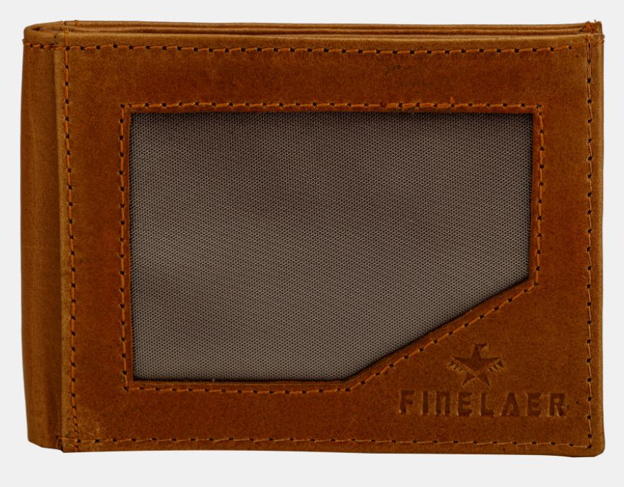 Finelaer Leather Slim Front Pocket Wallets For Men, Color: Dark Brown