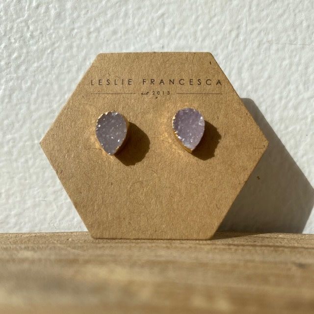 Druzy Teardrop Medium Studs
