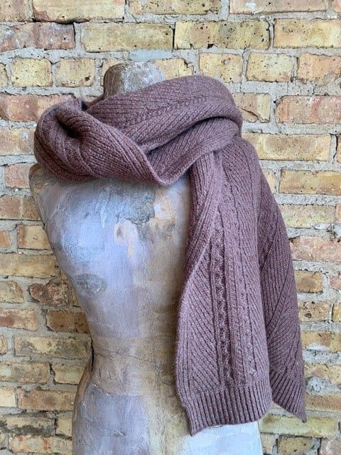 Lambs Wool Cable Knit Wrap brown