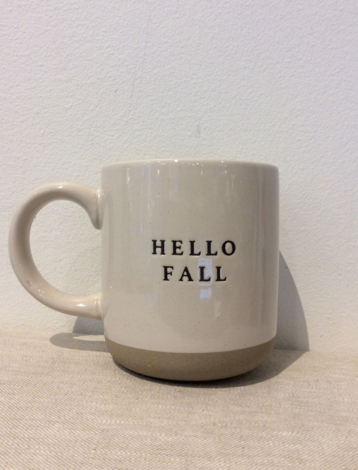 Hello Fall - Cream Stoneware Coffee Mug - 14 oz
