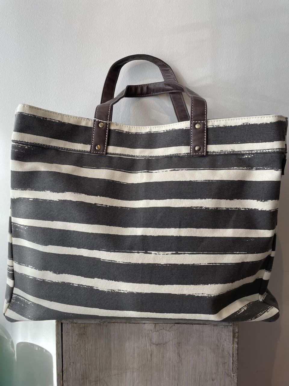 Carryall Tote, Stripes Charcoal