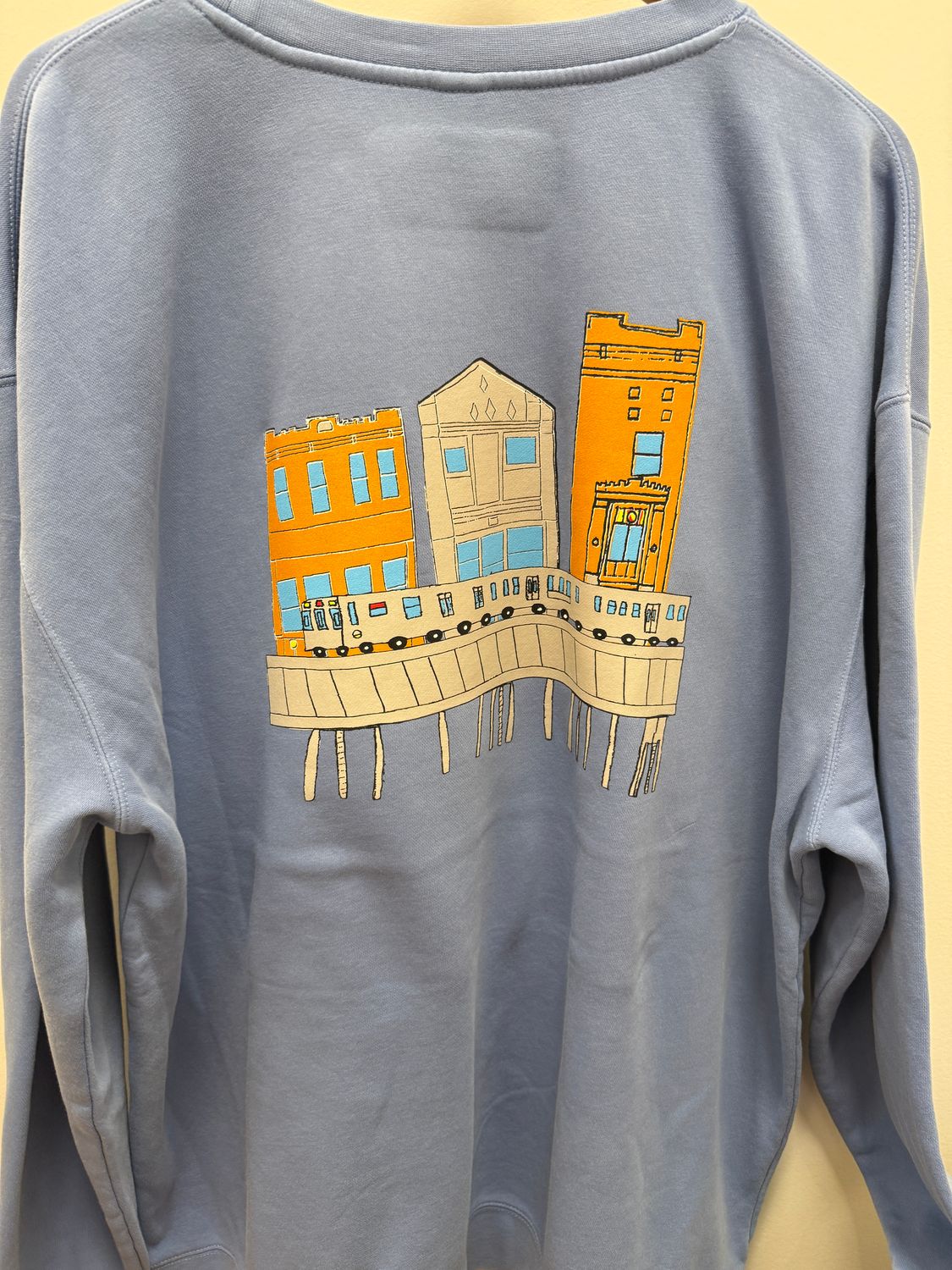 Blue Crewneck Sweatshirt Stars with Train