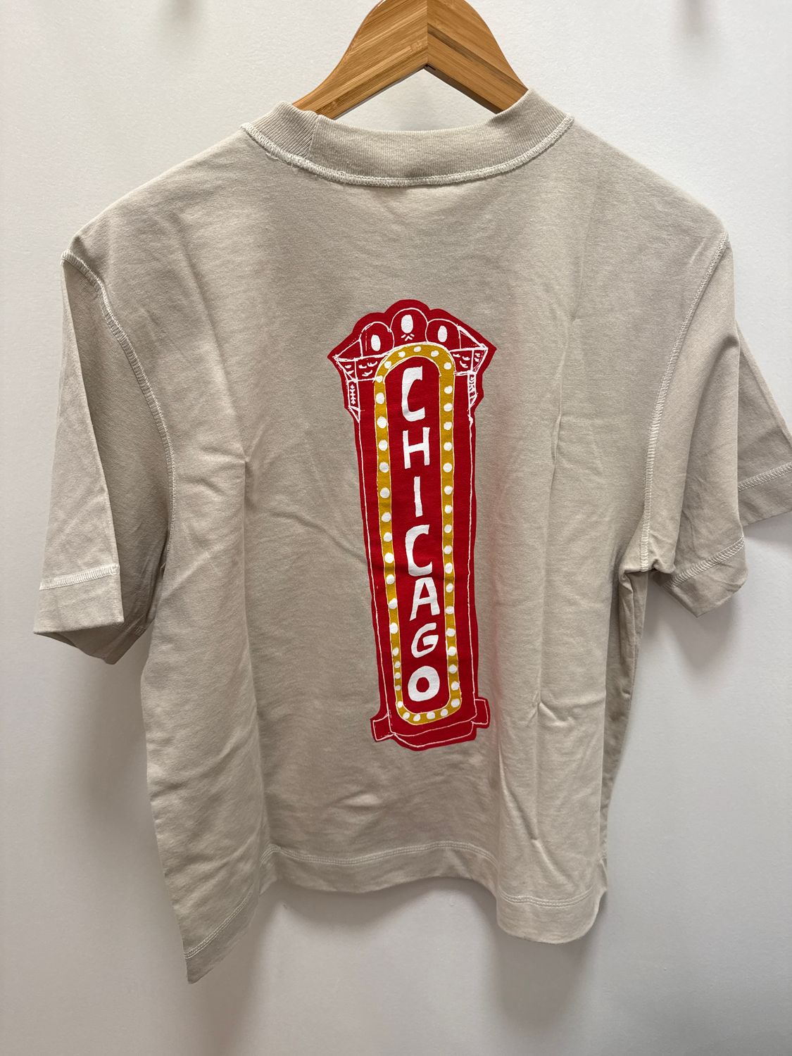 Beige Tee with Chicago Sign and Sax