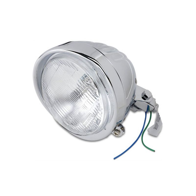 DRAG SPECIALTIES 5 3/4&quot; CHROME CUSTOM SPRINGER-STYLE HEADLIGHT ASSEMBLIES WITH VISOR  - GROOVED