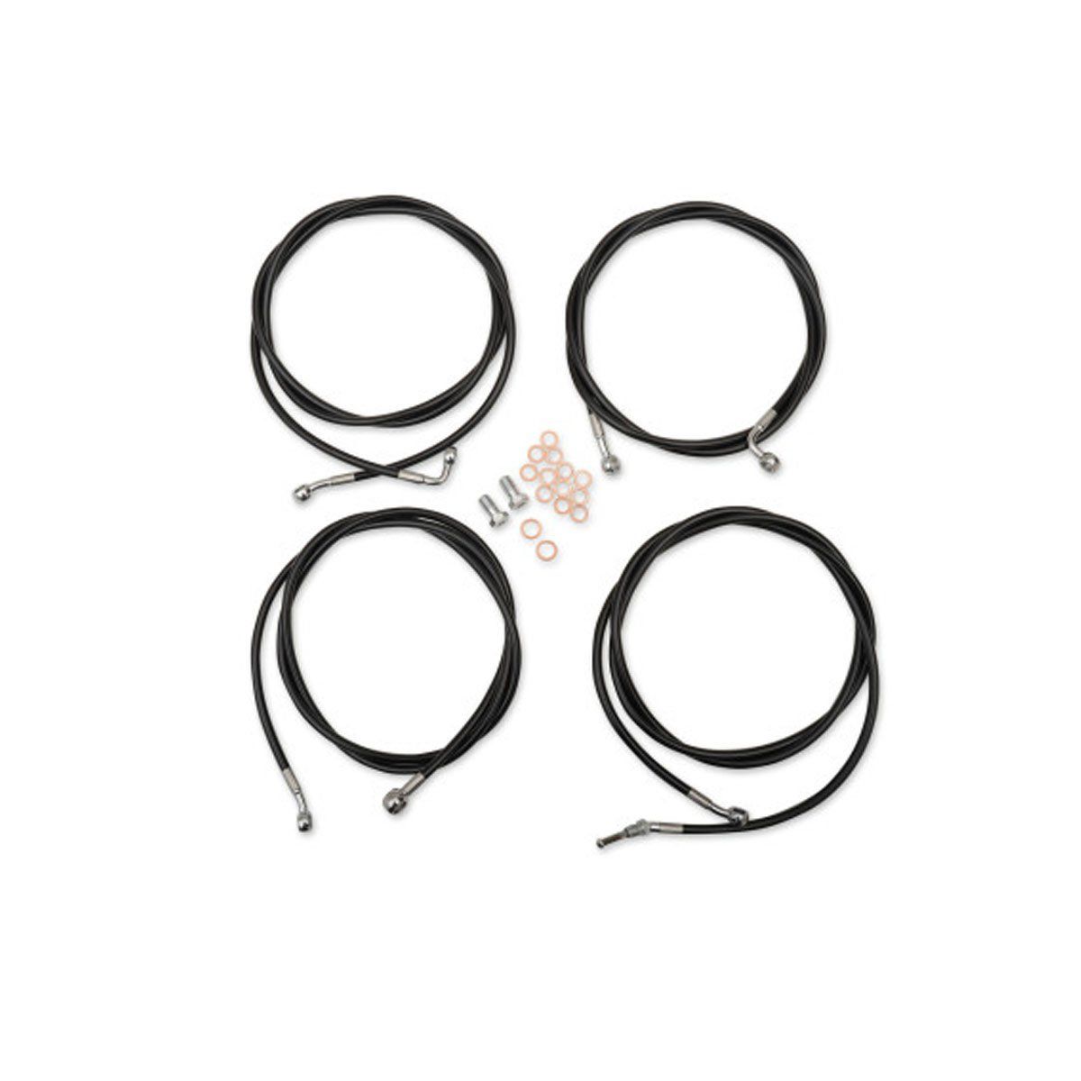 LA CHOPPERS STANDARD BLACK VINYL BRAIDED HANDLEBAR CABLE/BRAKE LINE KIT -12&quot; - 14&quot;
