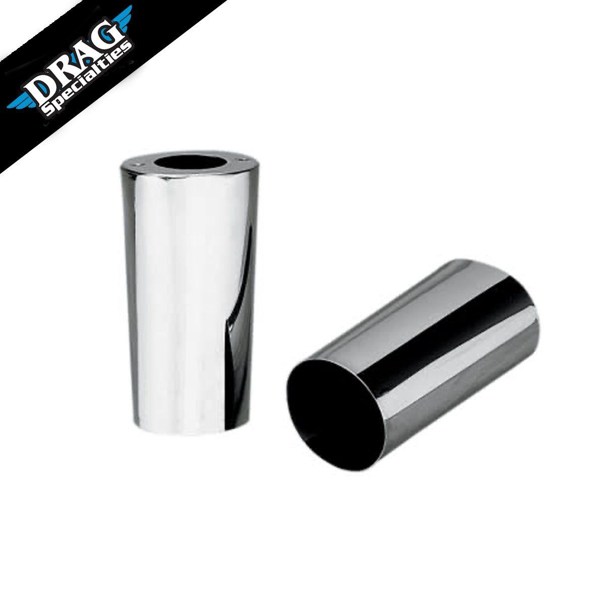 DRAG SPECIALTIES FORK SLIDER COVERS - CHROME - SMOOTHE - STOCK LENGTH - REPLACEMENT OEM # 45964-86