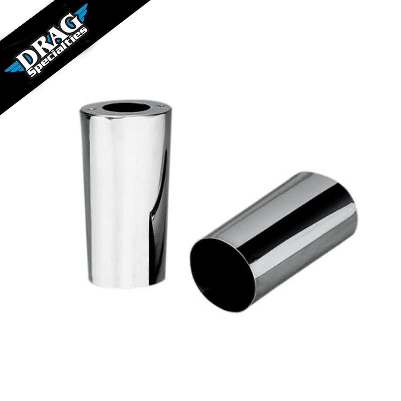 DRAG SPECIALTIES FORK SLIDER COVERS - CHROME - SMOOTHE - STOCK LENGTH - REPLACEMENT OEM # 45964-86
