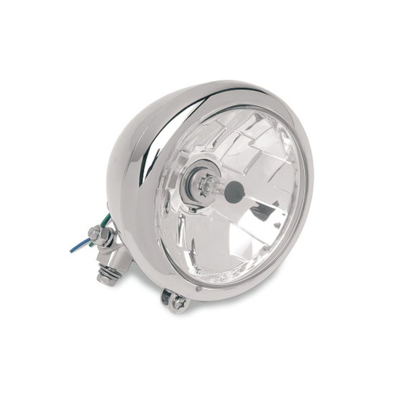 DRAG SPECIALTIES 5 3/4&quot; DIAMOND-STYLE BOTTOM MOUNT HEADLIGHT ASSEMBLIES - CLEAR LENS - CHROME