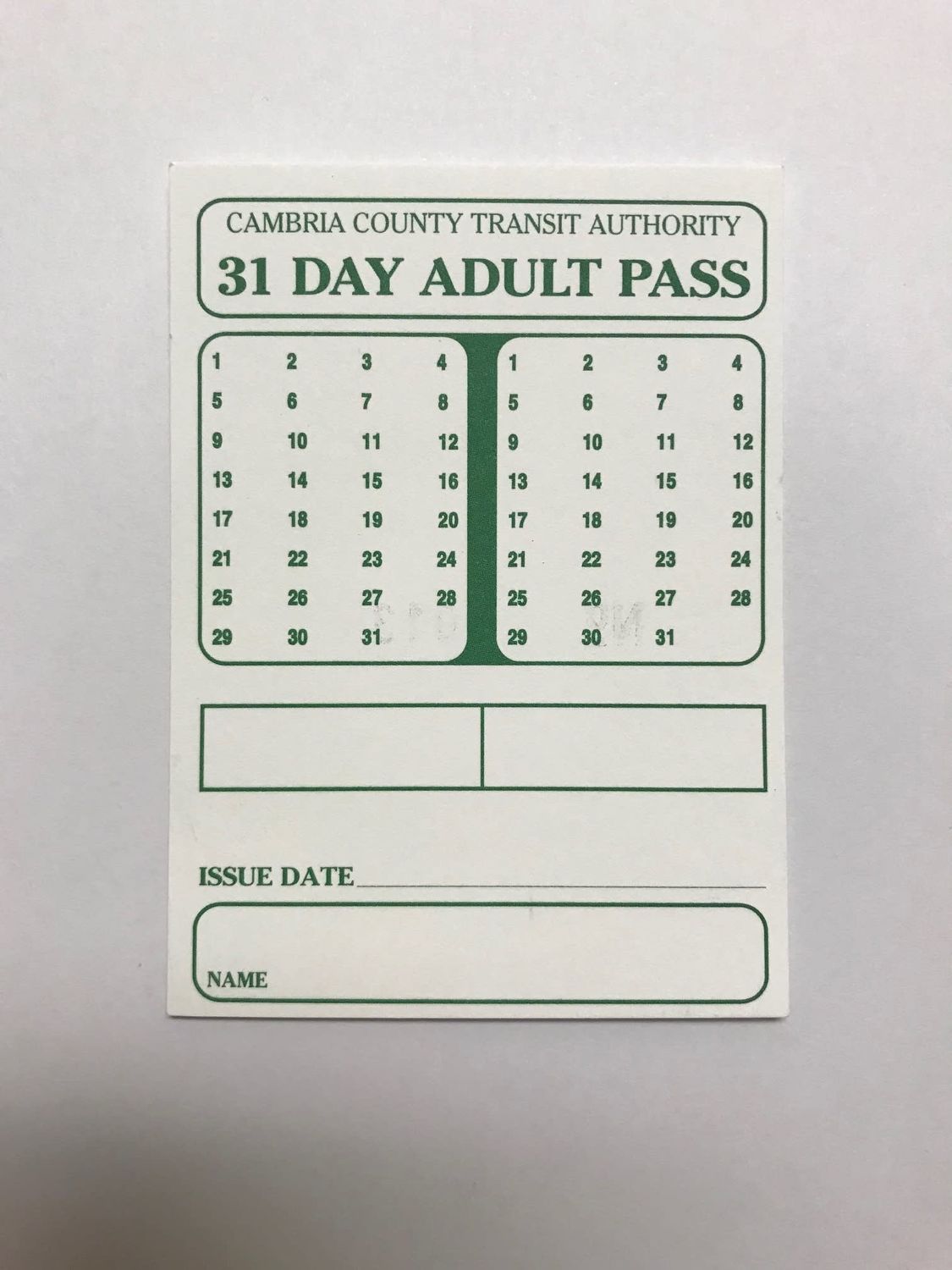 Bus Pass - Adult 31 Day - Rural