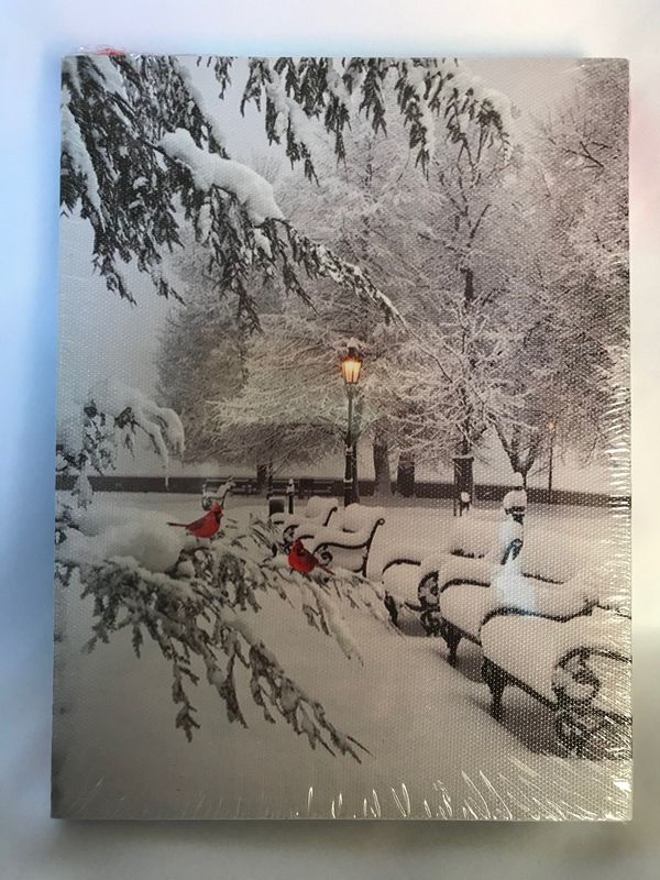 LED Light Up Winter Scene Wall Decor Canvas