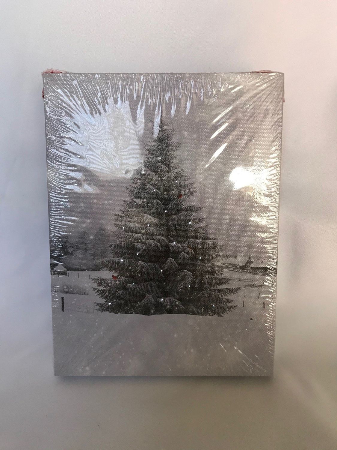 LED Light Up Winter Scene Wall Decor Canvas, Name: Pine Tree