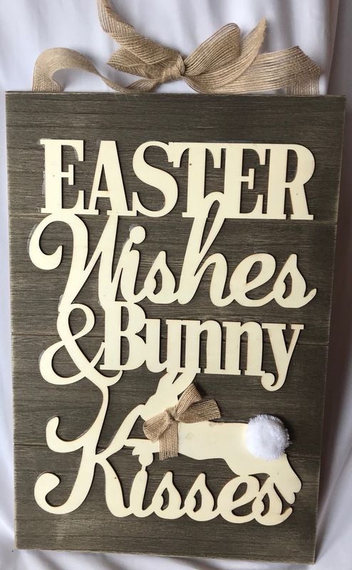 Easter Plaque - Easter Wishes &amp; Bunny Kisses