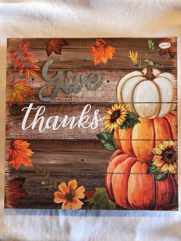 Light Up Give Thanks Box Plaque