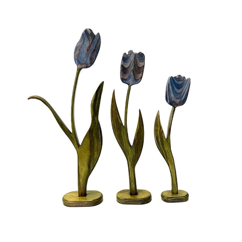 Handcrafted Garden Tulip - Evening Blue - 12"