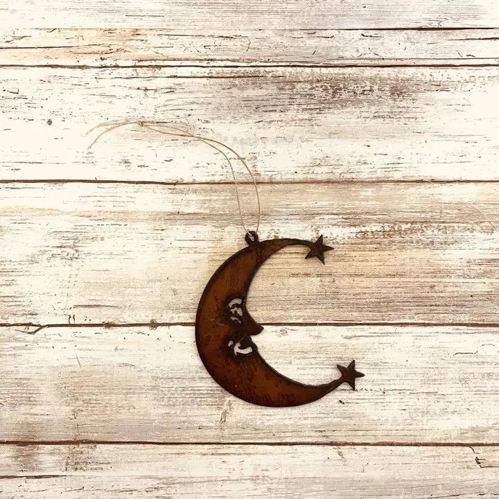 Moon and Stars Rustic Metal Ornament