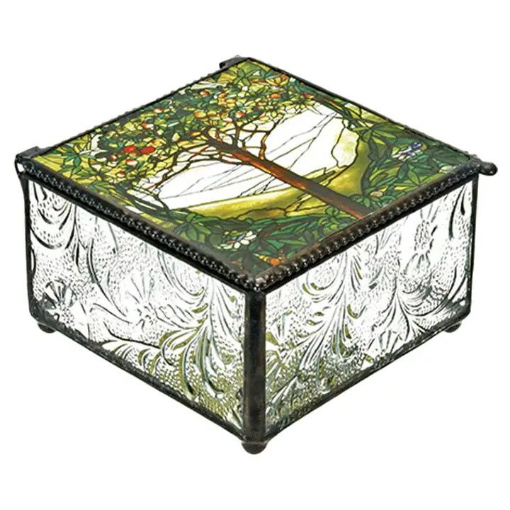 Tiffany Tree of Life Art Glass Box