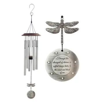 Silver Dragonfly Memorial Wind Chime 34" Silver