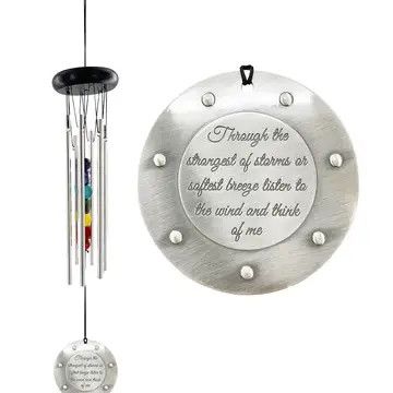 Chakra Silver Memorial Wind Chime 17" w/Beads