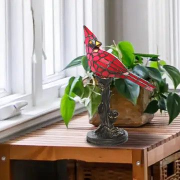 Skylar Red Cardinal St-Glass Lamp 13.5" #11841