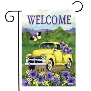 Yellow Pickup Truck Garden Flag 12.5x18" #G02246