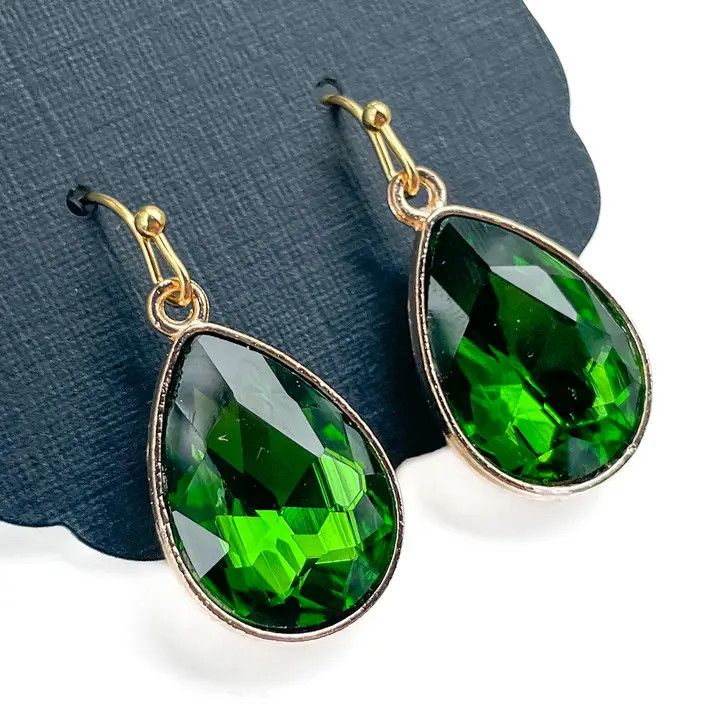 Emerald Drops Earrings Sensitive Ears #Q9x0961