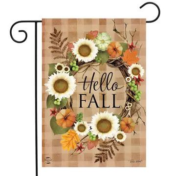 Hello Fall Wreath Garden Flag D-Sided #G02124