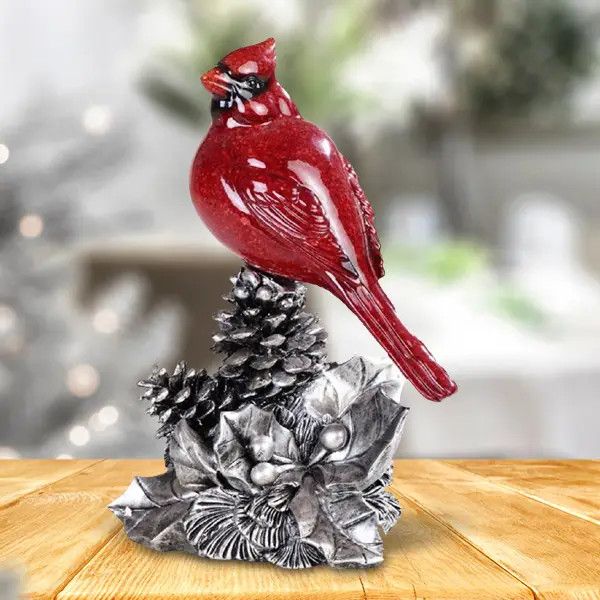 Red Cardinal on Silver Pinecone #54591