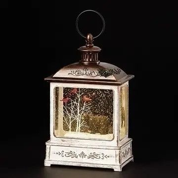 Swirl Lantern Black Bear/Cardinal LED 8.5" #134916