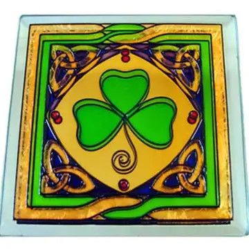 Shamrock-Stained Mirror Coaster #CL-0072-31
