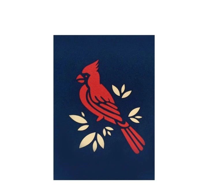 3D Pop Up Christmas Card - Cardinal