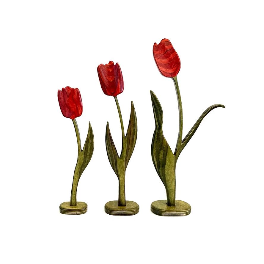 Handcrafted Garden Tulip - Cherry 9"