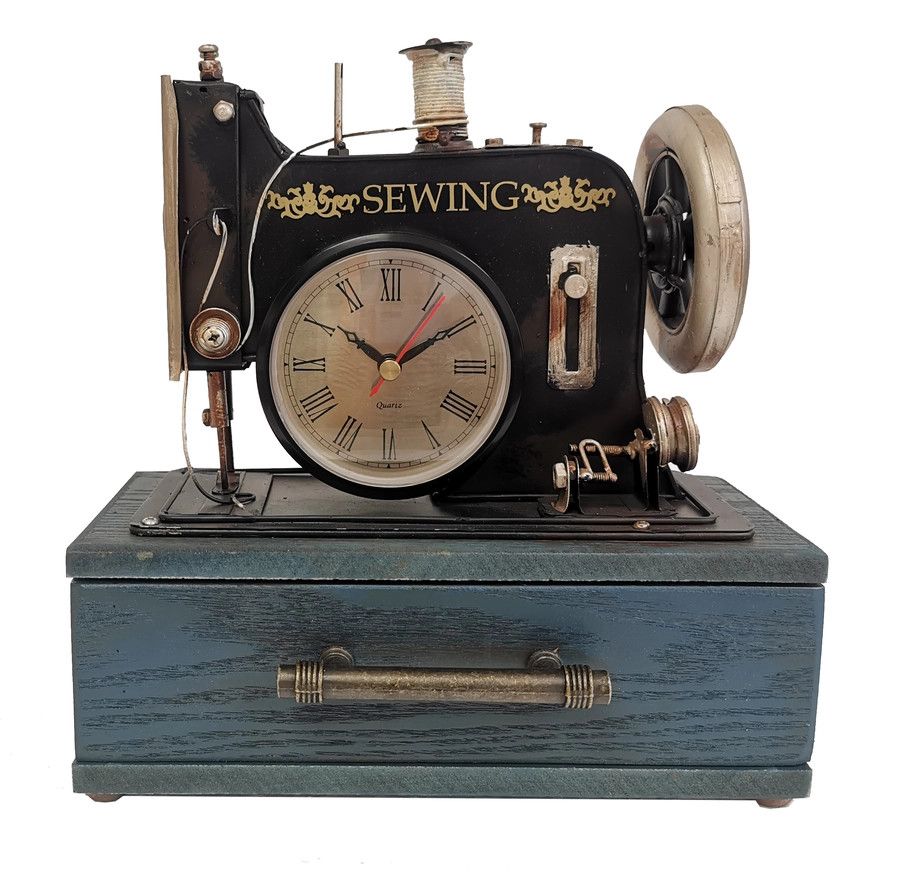 Sewing Machine Clock with Drawer