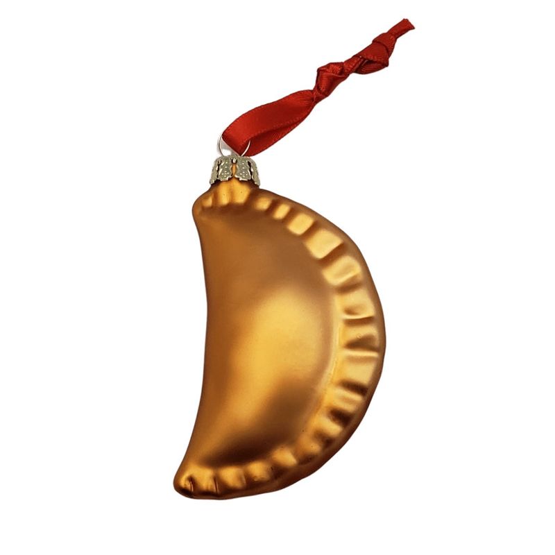 Bronze Glass Pierogi Shaped Christmas Ornament