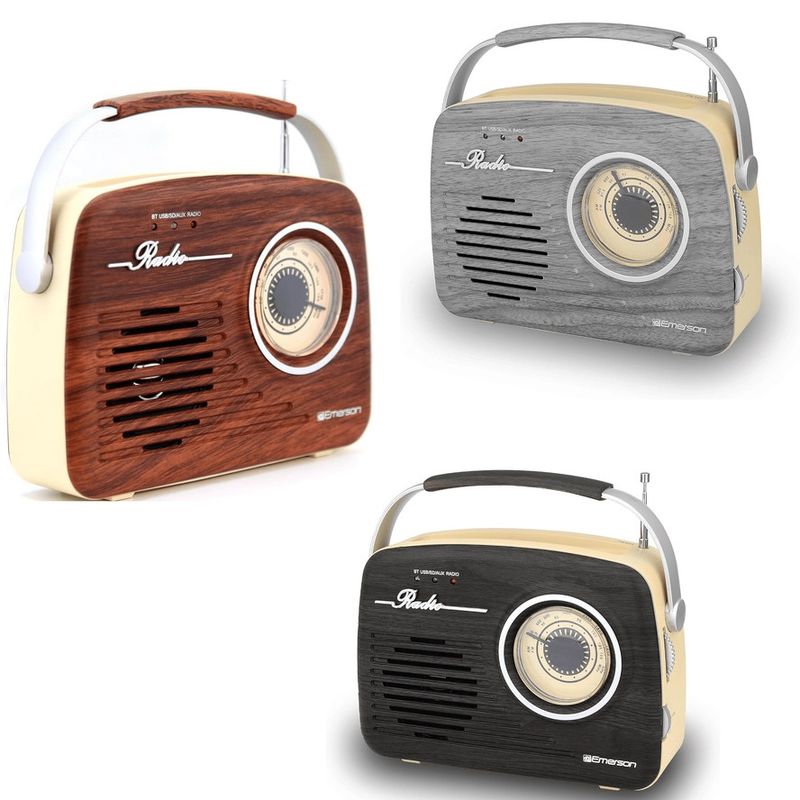Emerson Portable Retro Radio with Rechargeable Battery
