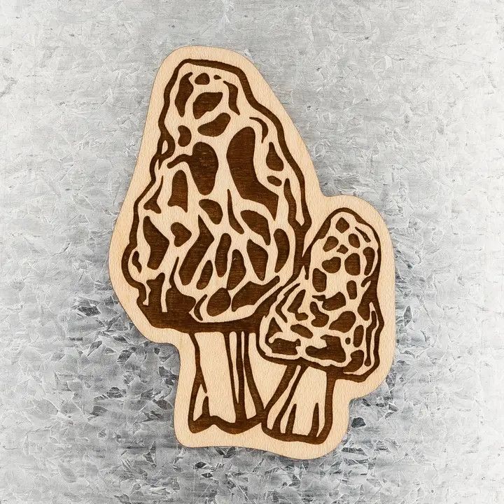Morel Mushroom Wood Magnet
