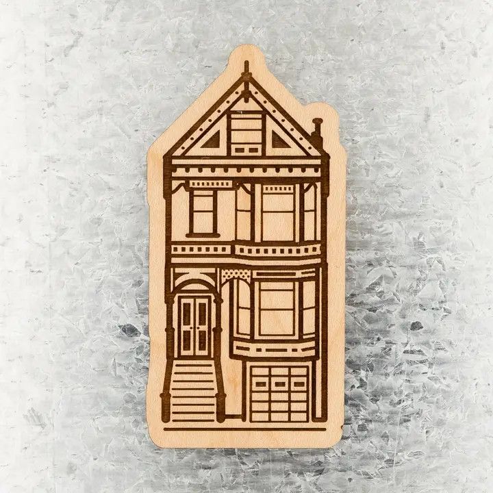 Victorian House Wood Magnet
