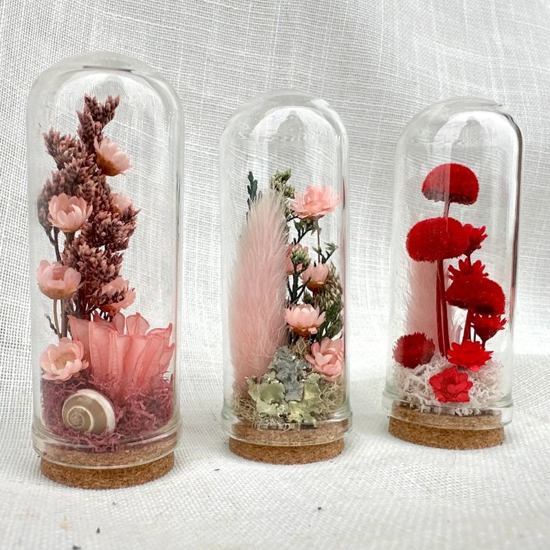 Valentine Mix Mini Terrarium Floral Cloche Apothecary Jar