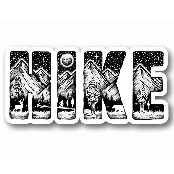 Hiking Sticker - Outdoor Dishwasher Safe Decal