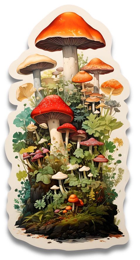 Mushroom Sticker - Dishwasher Safe