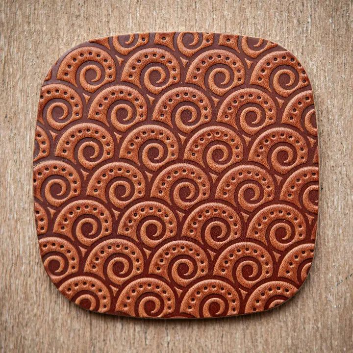 Artisan Leather Coaster Design 05