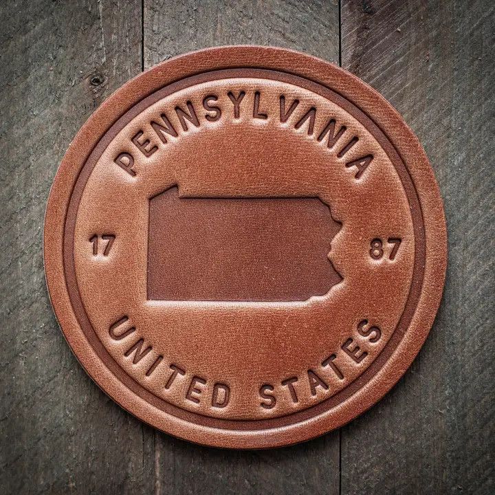 Pennsylvania State Silhouette Leather Coaster